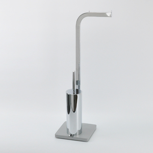 Porte-papier hygiénique en métal avec plateau de rangement, accessoire chromé pour salle de bains - Product Image 3