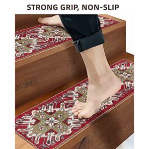 Geometric Pattern Printed Rug, Modern <b>Machine</b> Washable <b>Step</b> Rug - Product Image 4