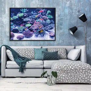 Fotos de arte de parede quadro pintura de peixe com moldura