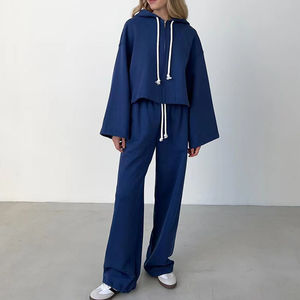 Dernière conception d'ensemble de sport personnalisé pour femmes automne ensemble de sport vierge pour femmes 100% coton ensemble de sport à capuche et pantalon - Product Image 1