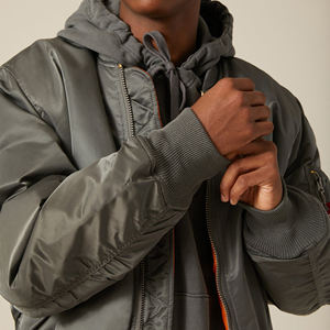 แจ็คเก็ตบอมเบอร์แคนวาสผู้ชาย, แห้งเร็วกันน้ำมีปกตั้งสไตล์สวมใส่แนวสตรีทสำหรับฤดูหนาวโลโก้ด้านหน้า - Product Image 6