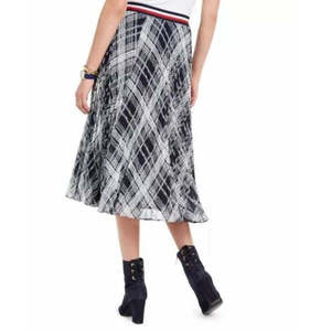 Gonna Midi a Quadri da Donna Tommy Hilfiger Taglie Forti Blu 3XL - Gonna Avvolgente Casual Vintage Boho Sexy per Primavera Estate - Product Image 2