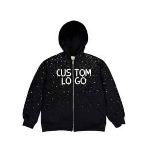 Sudadera con Capucha de Algodón Grueso para Mujer, con Pedrería, Cierre de Cremallera, Diseño Personalizado de Alta Calidad - Product Image 1