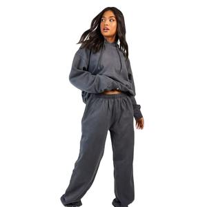 Survêtements d'hiver 100% coton pour femmes, unisexe, fitness, grande taille XXL, logo personnalisé imprimé, pantalon de survêtement évasé, ensemble de sweats à capuche - Product Image 2