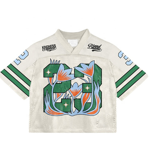 Custom Streetwear American Retro Football Jersey High Quality Sublimation Mesh Boxy Cropped Short Moisture-Wicking OEM Service - Product Image 2