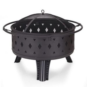 Pozo de fuego de hierro con tapa de malla que garantiza la seguridad de los niños y las mascotas durante las reuniones nocturnas al aire libre en el jardín familiar - Product Image 1