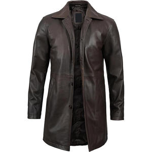 Nueva chaqueta de cuero de invierno marrón para hombre Súper elegante totalmente personalizada 100% cuello levantado Original - Product Image 3