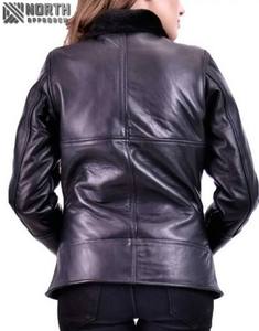 Veste en cuir pour femmes Fourrure de mouton Cuir naturel en style bombardier Veste en cuir Nouveau design Personnalisé pour femmes Dames - Product Image 2