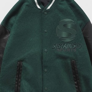 Veste de baseball personnalisée verte avec manches en cuir noir pour hommes et femmes, veste bomber Letterman, broderie personnalisée - Product Image 6