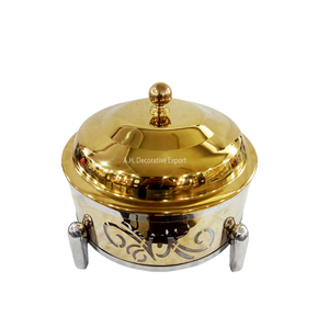 Antique Designing Metal Chafing Dish Glossy Gold & Copper Plating Square Shape Warmed Food Serving Dish With Lid & <b>Stand</b> Base - Product Image 6