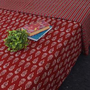 Maroon Plant Floral Print Cotton Twin & King <b>Bedspread</b> for Home & Hotels (SHKR1020) - Product Image 2