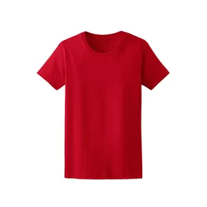 Camiseta de algodón puro con cuello redondo para hombre, camisa de manga corta de Color rojo con estilo, talla grande, precio al por mayor