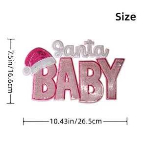 แผ่นปักเลื่อมลายคริสมาสต์สีชมพูขนาดใหญ่สำหรับเด็กผู้หญิงเสื้อผ้าสำหรับเด็กผู้หญิง - Product Image 3