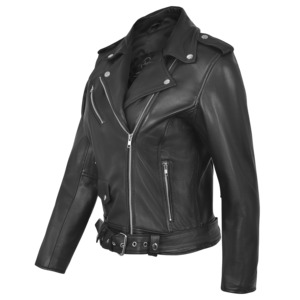 Chaqueta de Cuero para Motociclista, Corta, Estilo Moto, para Mujer, Venta al Por Mayor, Diseño Clásico Personalizado, Ropa Exterior para Motociclista, OEM y ODM - Product Image 2