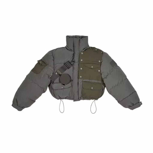OEM logotipo personalizado de gran tamaño de las señoras de algodón acolchado abrigo de invierno personalizado de alta calidad de las mujeres recortadas chaqueta acolchada - Product Image 5
