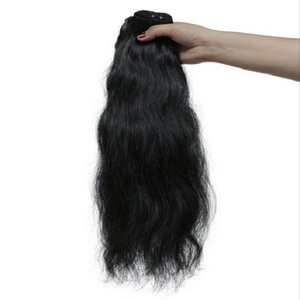 100% ธรรมชาติอินเดียเวอร์จินดิบผมธรรมชาติที่มีธรรมชาติ Weft รวมกลุ่มหยักผมส่วนขยาย - Product Image 1