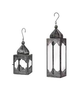 Lanterne à bougie faite à la main Design avantageux Lanterne design Meilleure qualité Couleur noire Métal agréable Lanterne lot de deux - Product Image 1