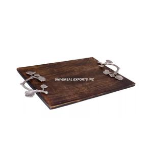 Plateau de service en bois de noyer Plateau de chocolat de table en forme de rectangle Plateau de service en bois élégant et classique - Product Image 1