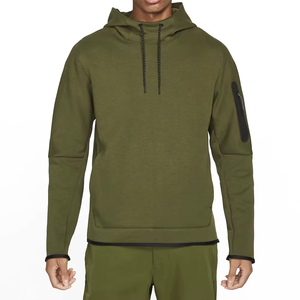 Sudadera con Capucha para Hombre, Color Verde Oliva, Corte Regular, Informal, Tejida, Manga Larga, Color Sólido, Diseño con Bolsillos, Ropa de Otoño - Product Image 1