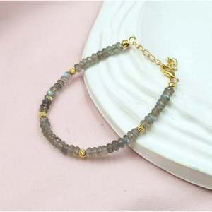 18K Gold Plated Labradorite Beaded <b>Bracelet</b> Garnet Other Gemstone Ball-shaped <b>Bangles</b> Gift with Number Gold Filled Main Stones - Product Image 2