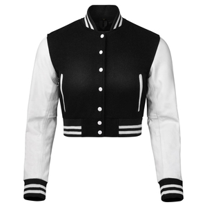 Best Selling Women Cropped <b>Jacket</b> Letterman Crop <b>Jackets</b> <b>for</b> Women Wool Body Leather Sleeve Lettermen <b>Jackets</b> - Product Image 1