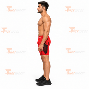 <b>Men's</b> <b>Red</b> Compression <b>Shorts</b> Mid Waist Sporty Quick Dry Athletic Base Layer <b>Short</b> Pants Breathable <b>Men</b> Compression <b>shorts</b> - Product Image 3