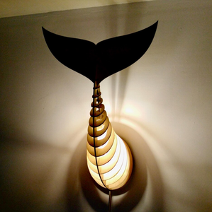Whale Sculpture <b>Nursery</b> Night Light. Coastal <b>Wall</b> Sconce. Marine Beach House <b>Decor</b> Handmade Stand High Quality Lamp - Product Image 1