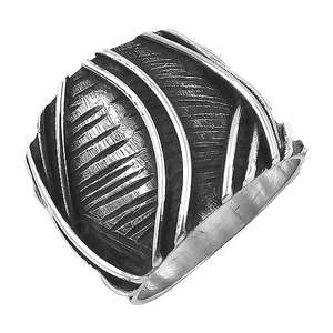 Bague pour homme en argent 925 plaqué rhodium, oxydée, avec motif géométrique et incrustation de perles - Product Image 2