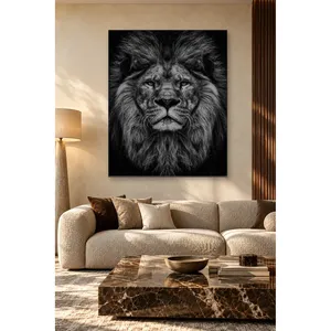 Impression sur toile de Fida, visage de lion orienté vers l'avant avec crinière complète - Product Image 4