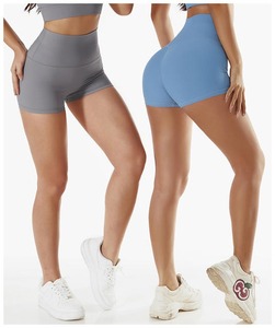 Pantalones cortos de impacto sin costuras para mujer al por mayor gimnasio deportes entrenamiento correr Yoga ciclismo botín Levantamiento de cadera patrón sólido pantalones cortos de motorista - Product Image 2