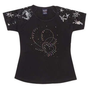 Camiseta elegante de media manga para niñas - Negra - Product Image 1