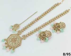 Indian Traditional and Fashionable Stone Gold Plated Fancy <b>Long</b> Necklace Set With Jumkha <b>Earring</b> Mangtika Jewellery Set <b>Women</b> - Product Image 6