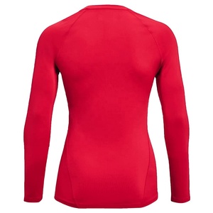 เสื้อกีฬาแขนยาวรัดรูปสีแดงของผู้หญิงเสื้อออกกำลังกายระบายอากาศมีให้เลือกดีไซน์ตามสั่ง - Product Image 2