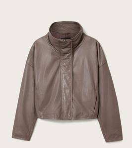 เสื้อแจ็คเก็ตหนังแท้สำหรับผู้หญิง คอสูง ระบายอากาศได้ดี ซับในผ้าฝ้าย คอทรงกรวย ทรงหลวม ใส่สบาย เหมาะสำหรับฤดูหนาว ของขวัญ - Product Image 1