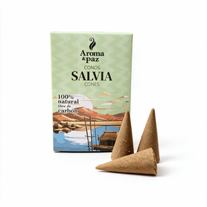Cônes d'encens à la sauge 100% naturels, cônes d'encens aromatiques en bois, sans carbone, longue durée, pour une utilisation toute l'année - Product Image 1