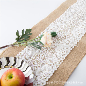 Jute Woven Floral Table Runner for Christmas Wedding Party Decor Luxury Home Dining Hotel Decoration - Product Image 1