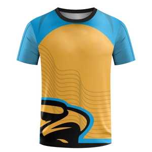 T-shirt surdimensionné de sport de plein air d'été pour hommes mode tricoté respirant 100% haut en polyester col rond manches courtes imprimé Design - Product Image 4