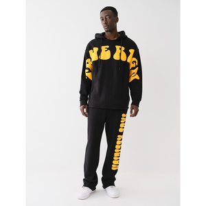 OEM Sweats à capuche à imprimé bouffant fond vieilli conception d'impression personnalisée épaules tombantes surdimensionné hiver 100% coton longs sweats à capuche - Product Image 2