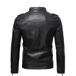 Chaquetas de cuero de lona con cuello levantado delgado de invierno para hombres, ropa de abrigo acolchada resistente directa de fábrica - Product Image 2
