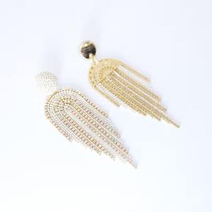 Moissanite plata esterlina borla larga joyería nupcial pendientes de novia pendientes de declaración joyería personalizada regalo para ella - Product Image 2