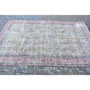 Alfombra Turca de 5.2x8.2 pies, Alfombra Vintage, Alfombra Azul con Diseño Floral de Lana - Product Image 3