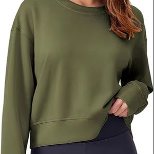 Sweat-shirt court à manches longues et col rond pour femmes, décontracté, basique - Product Image 5