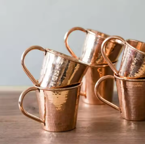 Tasse en cuivre martelée en métal 100% pur cuivre Mule de Moscou 8oz ensemble de tasses en cuivre avec logo - Product Image 4