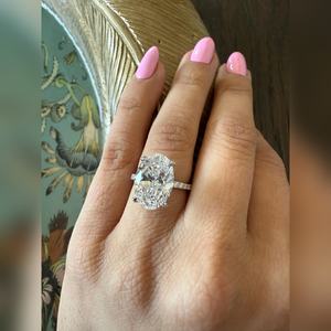 แหวนเพชรทรงรี 5.00 กะรัต ทองคำแท้ 18K สี F ความสะอาด VVS2 รับรองโดย IGI ดีไซน์วงแหวนซ่อนแบบหรูหรา สไตล์คนดัง ขายตรงจากโรงงาน - Product Image 6