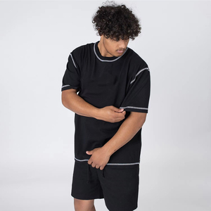 Ensemble de survêtement respirant unisexe en coton 100 % pour l'automne, ensemble 2 pièces streetwear antistatique avec taille élastique, designs OEM - Product Image 2