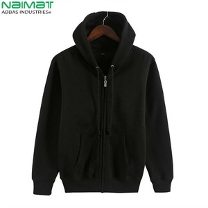 Sweat à capuche zippé 100% coton unisexe avec logo personnalisé veste vierge lourde pour hommes saison d'hiver en polyester teint uni/coton - Product Image 4