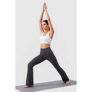 Tommylife Wholesale Anthracite Flexible High Waist Sports Performance Women's <b>Flared</b> <b>Leggings</b> - 94686 - Anthracite - Product Image 5