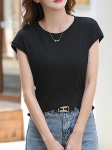 Camiseta Lisa de Algodón 100% para Mujer, Personalizable, Cómoda, Corte Regular, Ecológica, Antiarrugas, para Verano y Otoño, Gran Venta - Product Image 4