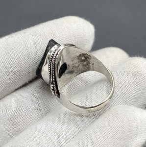 Exquisite Women Engagement Natural Black Tourmaline <b>Ring</b> 925 <b>Sterling</b> <b>Silver</b> Handmade Oxidised Bohemian <b>Anxiety</b> <b>Rings</b> for Womens - Product Image 5