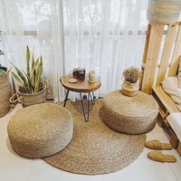 Vente en gros de tapis rustique en jonc de mer fait à la main au Vietnam tapis rond vintage en jacinthe d'eau tapis de décoration intérieure en paille de jute tapis de sol